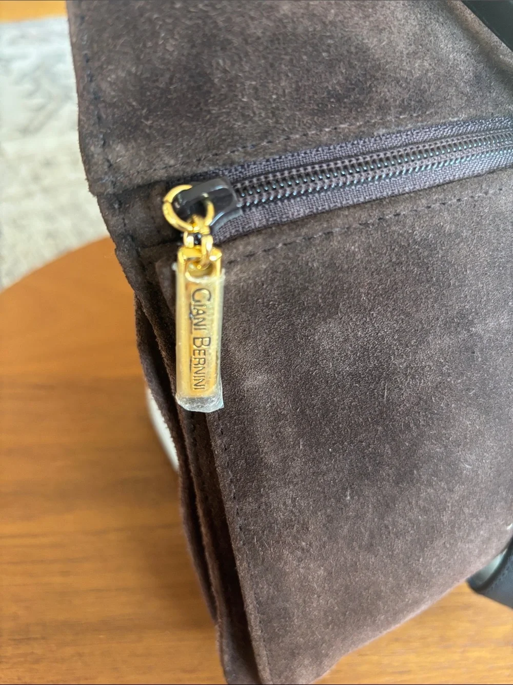 Gianni Bernini  Suede Messenger Bag with Black Strap